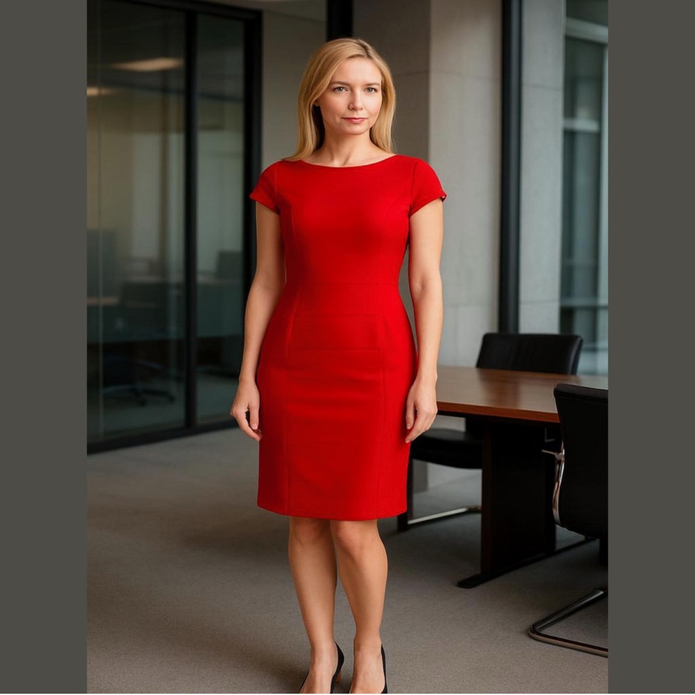 Studio One Vibrant Red Midi Dress